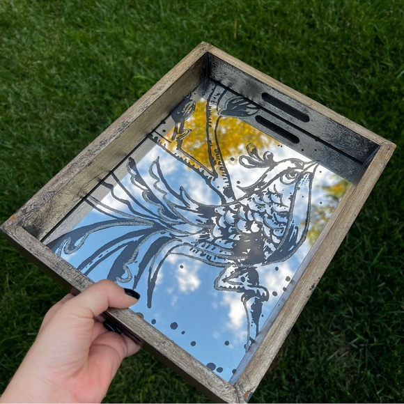 Fujian Jianou Furen Wood Industry Decorative Mirrored Tray with Bird Design - Picture 6 of 10